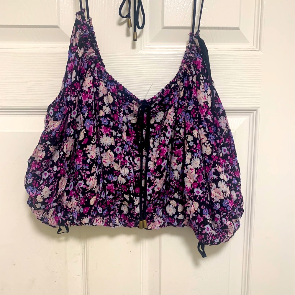 Free People Floral Vneck Adjustable Tank Shirt NWT